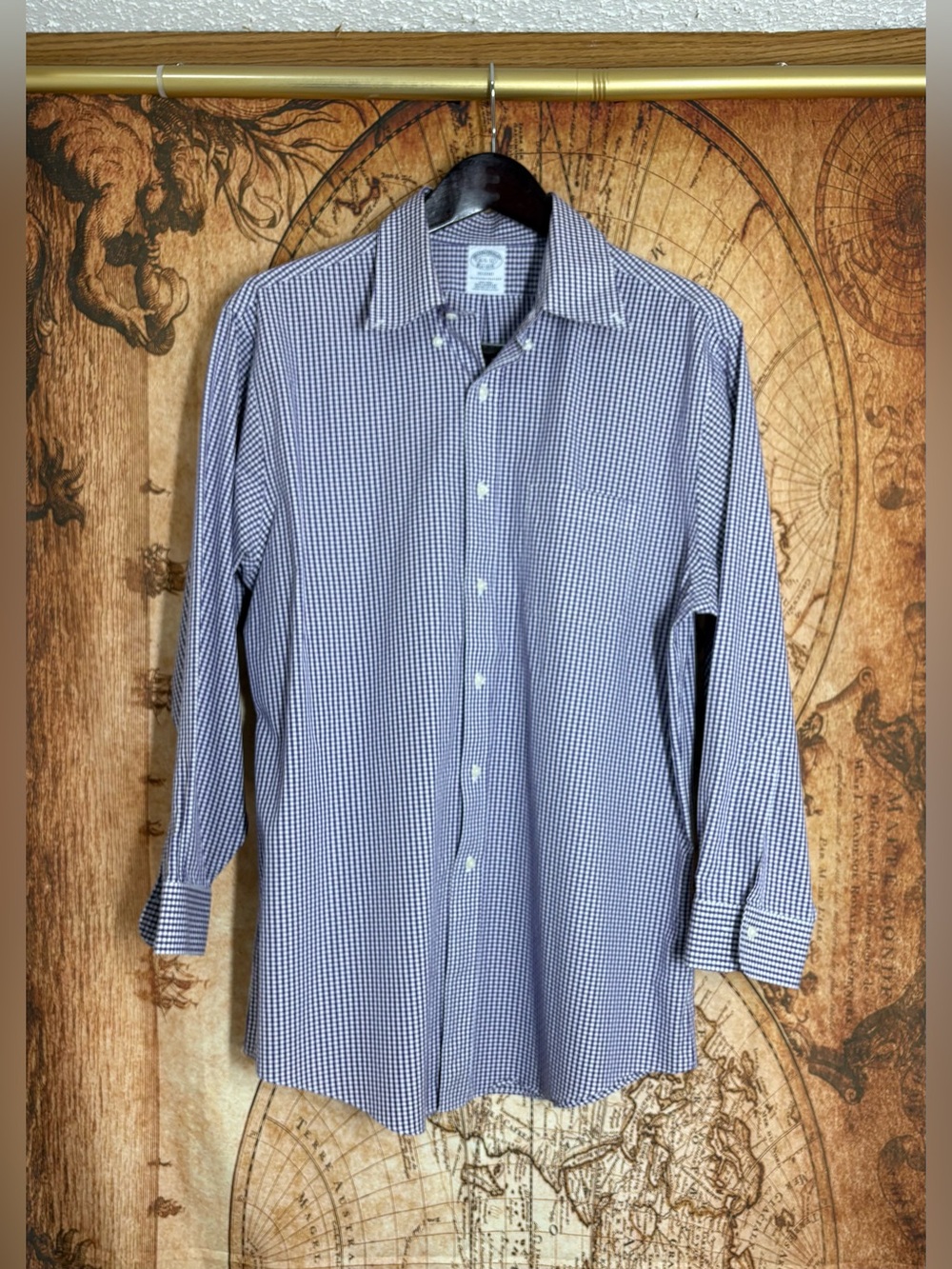 Men’s Shirt 16.5-32 Brooks Brothers Regent Long Sleeve Button Up Purple-White
